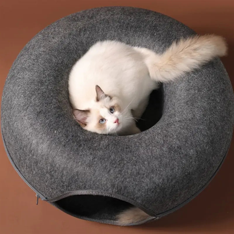 Donut Cat Bed Pet Cat Tunnel Interactive Game Toy