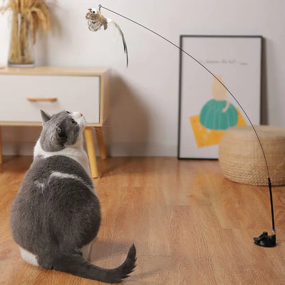 Feather Stick: The Suction Cup Bird Toy That Keeps Cats Mesmerized!