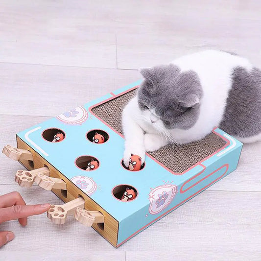 Interactive Cat Teaser Toy with Scratching Pad