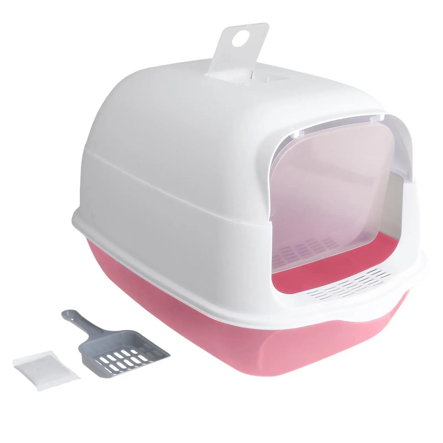 Hooded Cat Litter Box Enclosed and Covered Cat Toilet with Door Reusable Easy to Carry and Clean Portable Pet Litter Box