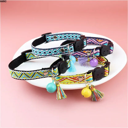Charming Chimes: The Adjustable Cat Collar with Tassels and Bells