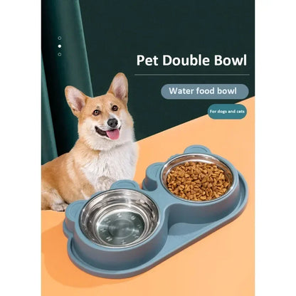 Dog water and food bowl stainless steel. Prevent tipping pet feeding bowl, suitable for puppies and medium-sized dogs.