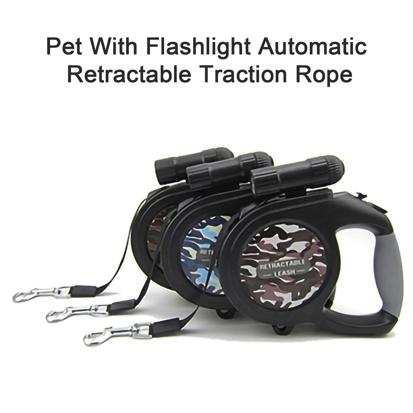 Illuminate Your Walks: Retractable Dog Leash with LED Flashlight