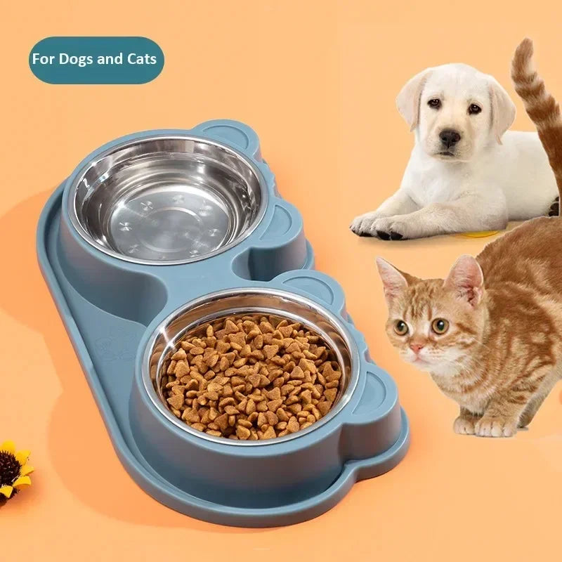 Dog water and food bowl stainless steel. Prevent tipping pet feeding bowl, suitable for puppies and medium-sized dogs.