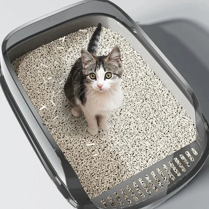 Pet Sandbox Kitten Tray Large Capacity Open Cat Litter Box Plastic Anti-Splash Cats Toilet Bedpan Cleaning Bath Basin Supplies