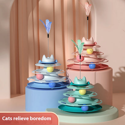 Four-layer Rotating Track Interactive cat Toy