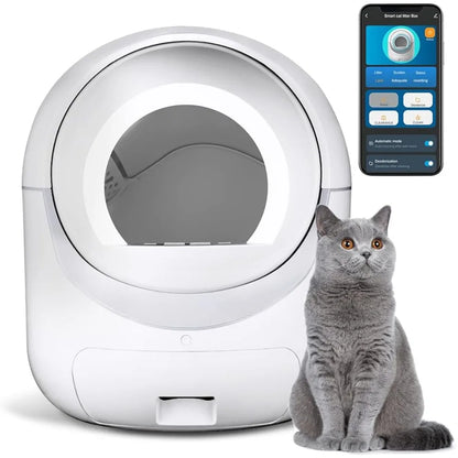 Self Cleaning Cat Litter Box with APP Control Odor Removal and Extra Large Capacity - Safety Protection for Multiple Cats Eco-friendly and Cost-effective