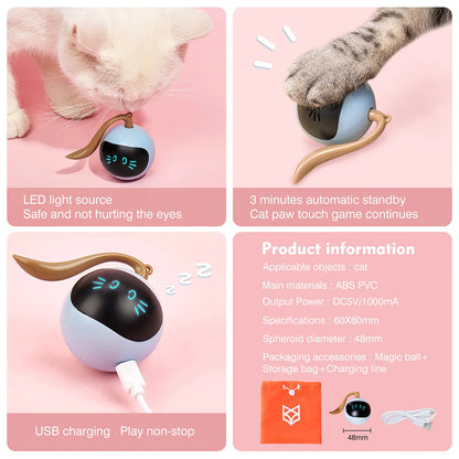 Luminous Swivel Cat Ball: Featuring 360° Rotation and Color LED Indicators