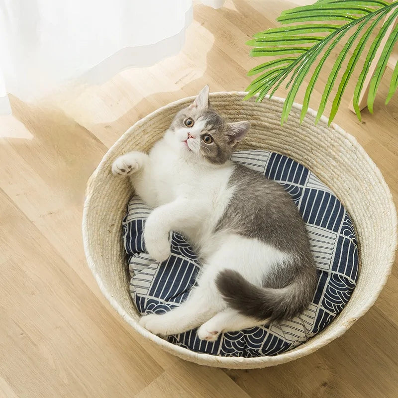 Cozy Nest: The Perfect Cat Straw Bed for Ultimate Comfort