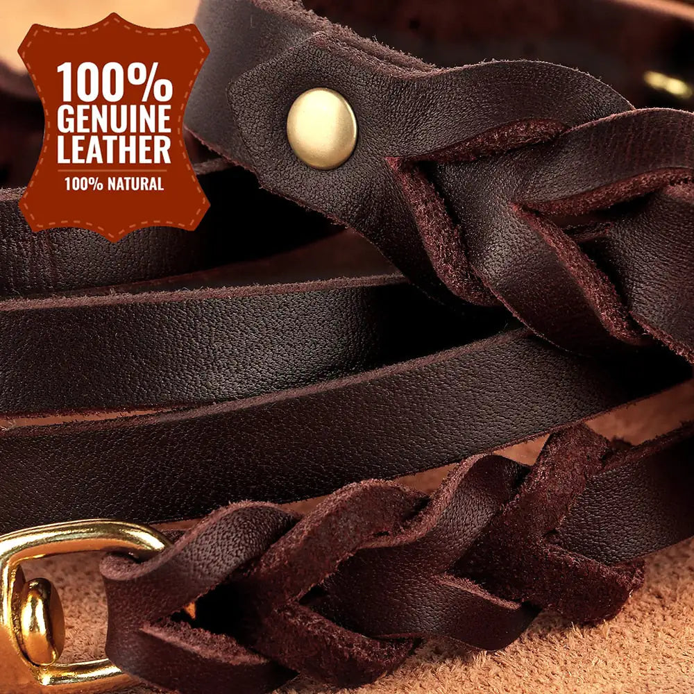 Premium Leather: Genuine Leather Dog Collar and Leash Set for Classic Style