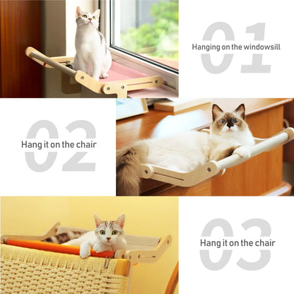 Sunny Perch: Cat Window Hanging Bed with Cozy Cotton Canvas