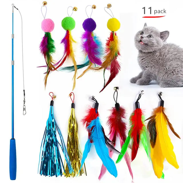Retractable Cat Feather Toy