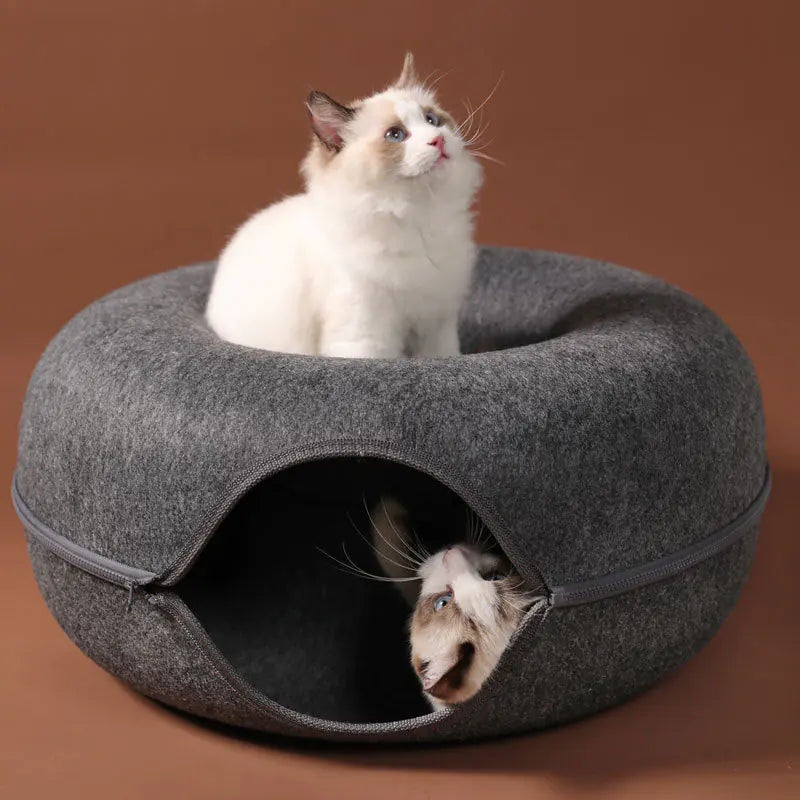 Donut Cat Bed Pet Cat Tunnel Interactive Game Toy